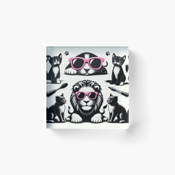 Item preview, lion and cat pink glasses designed and sold by InnovaDigital.