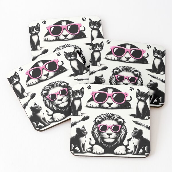 Item preview, lion and cat pink glasses designed and sold by InnovaDigital.