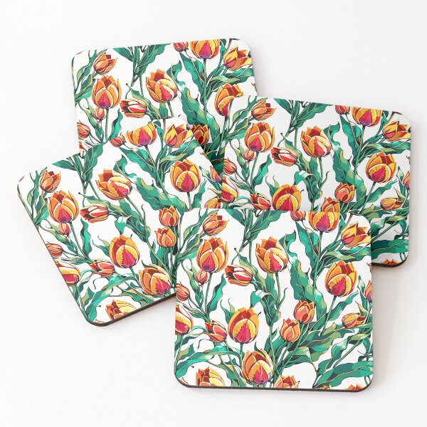 Item preview, Yellow Tulip Flower Pattern on White  designed and sold by GraphicsClub.