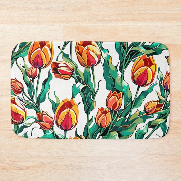 Item preview, Yellow Tulip Flower Pattern on White  designed and sold by GraphicsClub.