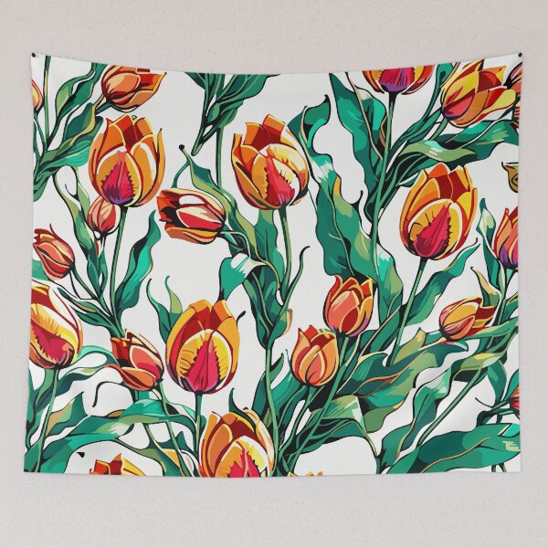 Item preview, Yellow Tulip Flower Pattern on White  designed and sold by GraphicsClub.