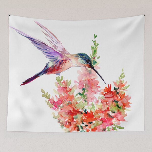 Item preview, Hummingbird and Flowers designed and sold by surenart.