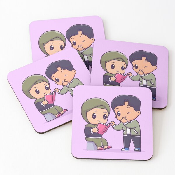 Item preview, Cute Couple, Boy and Girl in Hijab, Reading Book - Cartoon Vector Icon designed and sold by hjian8219.