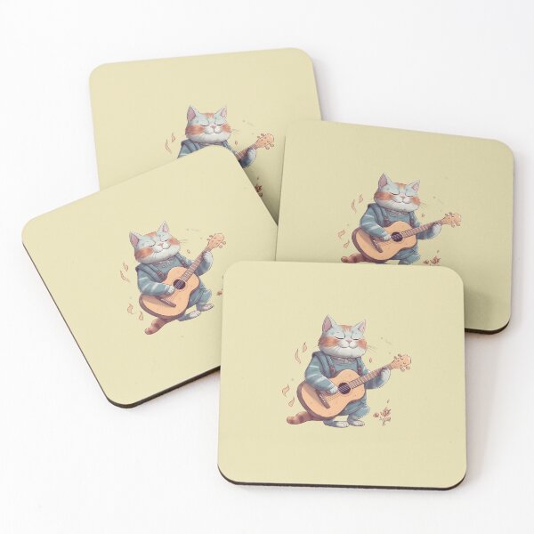 Item preview, Cute Cat Playing Guitar designed and sold by sorryimbusy.