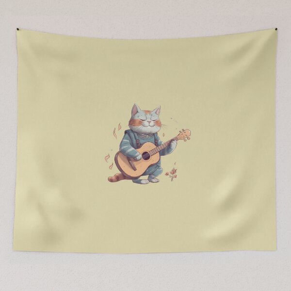 Item preview, Cute Cat Playing Guitar designed and sold by sorryimbusy.
