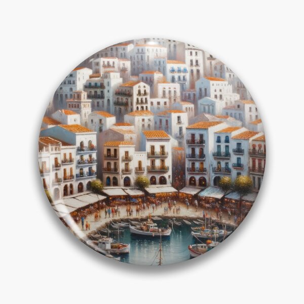 Item preview, Bustling Harbor Amidst White-Washed Villas designed and sold by Newpixelland.