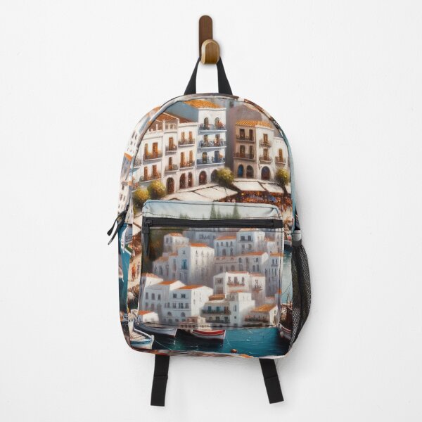 Item preview, Bustling Harbor Amidst White-Washed Villas designed and sold by Newpixelland.