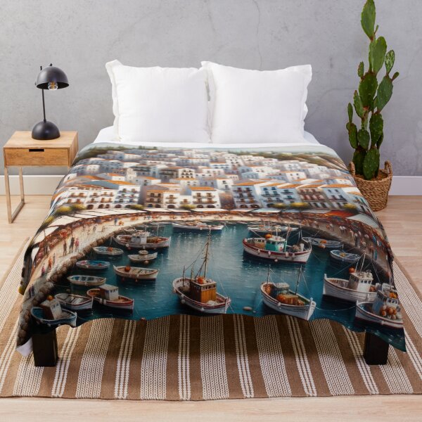 Item preview, Bustling Harbor Amidst White-Washed Villas designed and sold by Newpixelland.