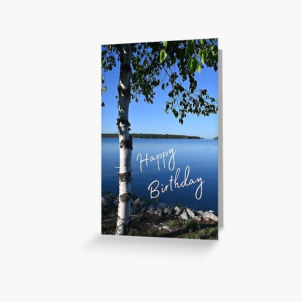 Happy Birthday, Birch Tree, Lake Huron Greeting Card