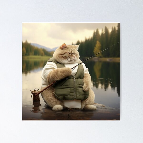 Fat Cat Fishing Poster for Sale by Jellinat