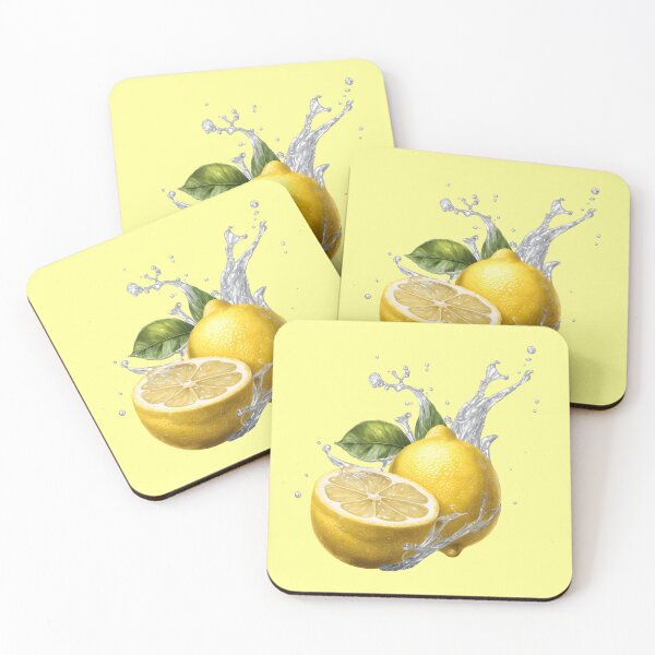 Item preview, Fresh lemons splash water yellow CUSTOM backgroound designed and sold by VanillaBlueSky.