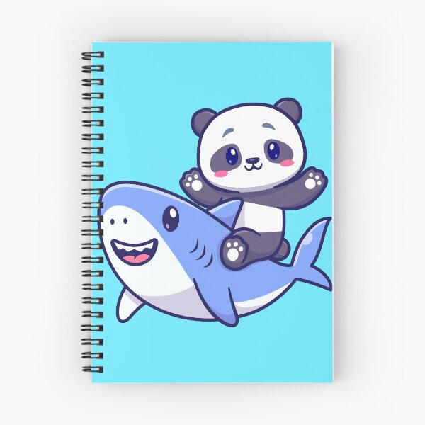 Item preview, Cute Panda with Cute Shark - Cartoon Vector Icon designed and sold by hjian8219.