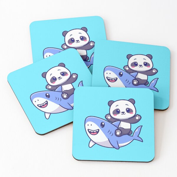 Item preview, Cute Panda with Cute Shark - Cartoon Vector Icon designed and sold by hjian8219.