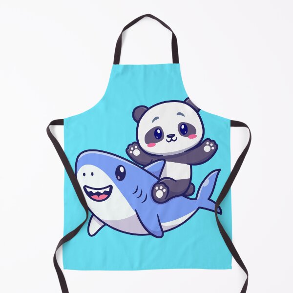 Item preview, Cute Panda with Cute Shark - Cartoon Vector Icon designed and sold by hjian8219.