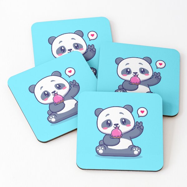 Item preview, Cute Panda Eating Ice Cream - Cartoon Vector Food Icon designed and sold by hjian8219.