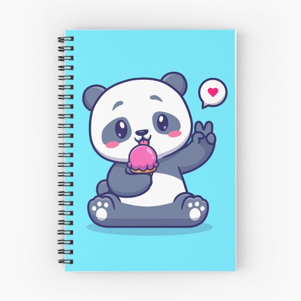 Item preview, Cute Panda Eating Ice Cream - Cartoon Vector Food Icon designed and sold by hjian8219.
