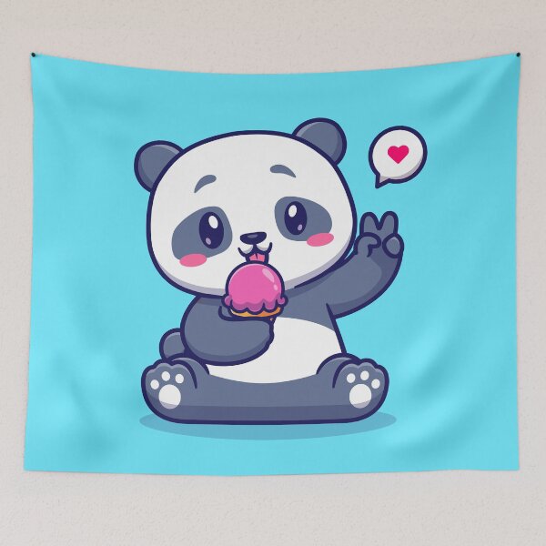 Item preview, Cute Panda Eating Ice Cream - Cartoon Vector Food Icon designed and sold by hjian8219.