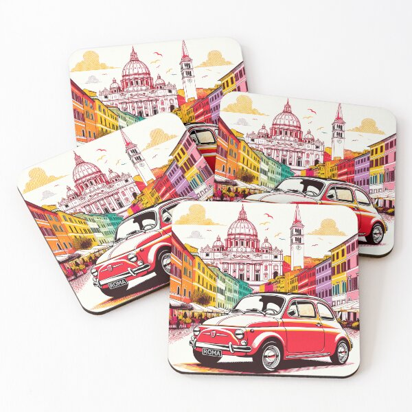Item preview, Beautiful illustration of a 500 in Rome old car vintage collection designed and sold by Martymcflay.