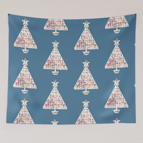 Item preview, "Elegant Christmas Tree" | Blue Background designed and sold by LiseHoltArt.