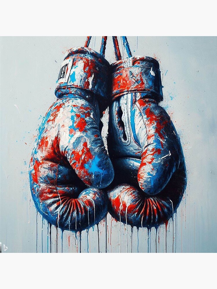 Boxing gloves red and blue paint Poster