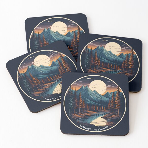 Item preview, Embrace the Journey Mountain Sunset Behind a Forest River designed and sold by meganohm.