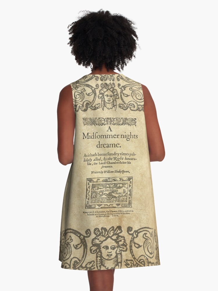 Imagen 3 de 4, Vestido acampanado con la obra Shakespeare, A midsummer night's dream 1600, diseñada y vendida por bibliotee.