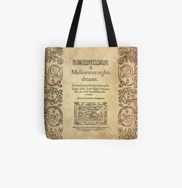 Shakespeare, A midsummer night's dream 1600 Bolsa estampada de tela