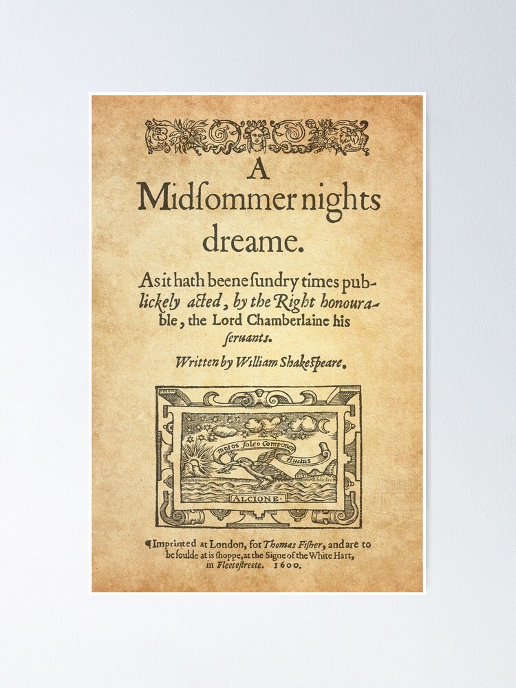 "Shakespeare, A Midsummer Night's Dream 1600" Poster For Sale By ...