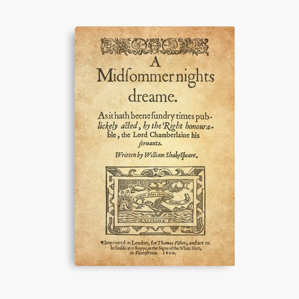 Shakespeare, A midsummer night's dream 1600 Canvas Print