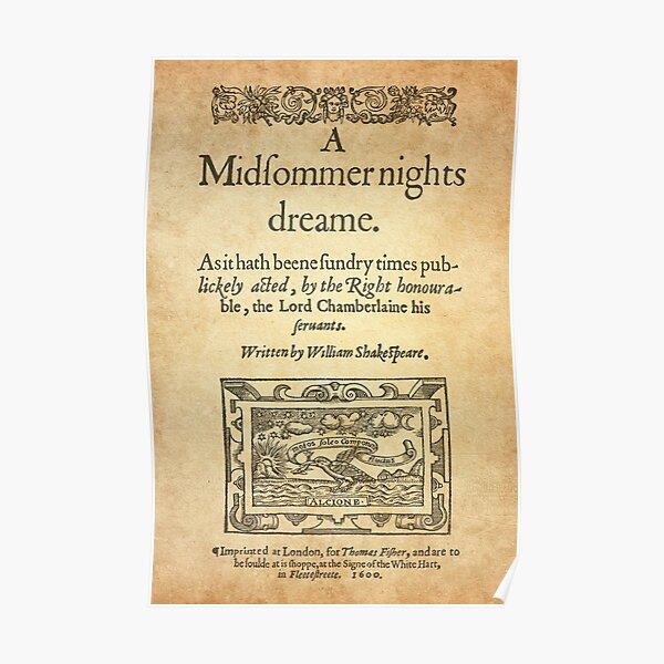 Shakespeare, A midsummer night's dream 1600 Póster