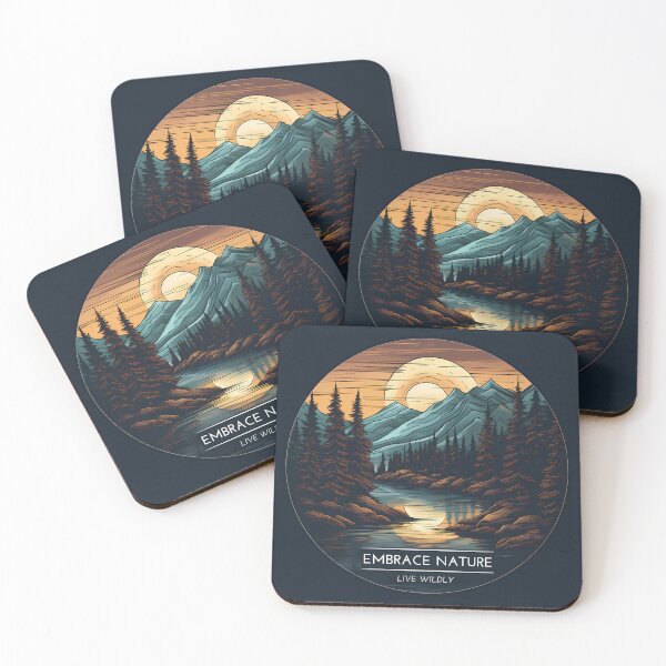 Item preview, Embrace Nature, Live Wildly Outdoors Sunset Illustration designed and sold by meganohm.