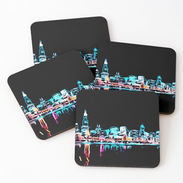 Item preview, Chicago Skyline in Neon Graffiti Style designed and sold by kakarikihill.
