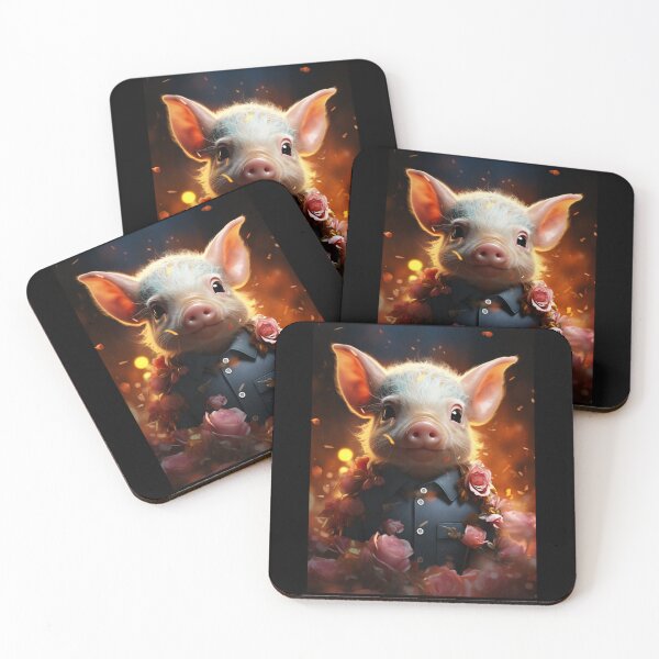 Item preview, Cute Pig With Bright Pink Flowers In The Dark designed and sold by GageStore.