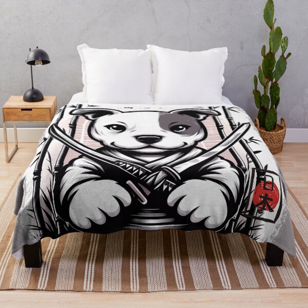 Item preview, cute Pitbull katana Japanese letters forest bamboo designed and sold by IAPICTURE.