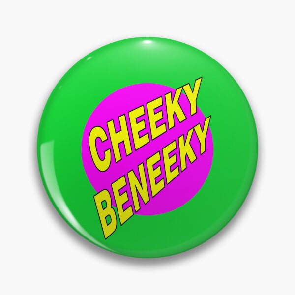 Item preview, Cheeky Beneeky, Yellow Bold Font on Pink Circle designed and sold by AASparksDesigns.