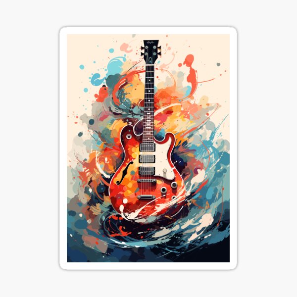 Harmonic Watercolors Electric Guitar Sticker for Sale by Spacefoxart