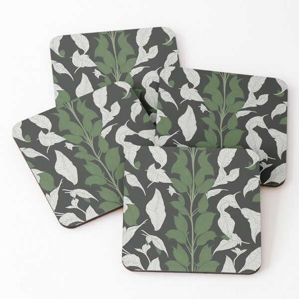 Item preview, Green and White branches vines in black background designed and sold by Carlos Gudino.