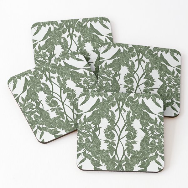 Item preview, Green branches vines in white background designed and sold by Carlos Gudino.