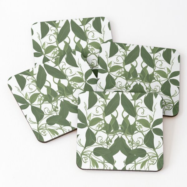 Item preview, Green leaves and vines in white background designed and sold by Carlos Gudino.