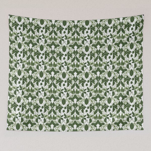 Item preview, Green leaves and vines in white background designed and sold by Carlos Gudino.