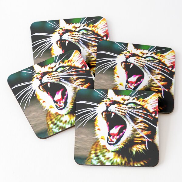 Item preview, cat screaming tileartwork 2023 oct designed and sold by tileartwork.