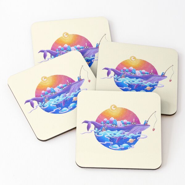 Item preview, Penguins travel on a purple whale island across a colourful starry sky designed and sold by PenguinGirl-Art.
