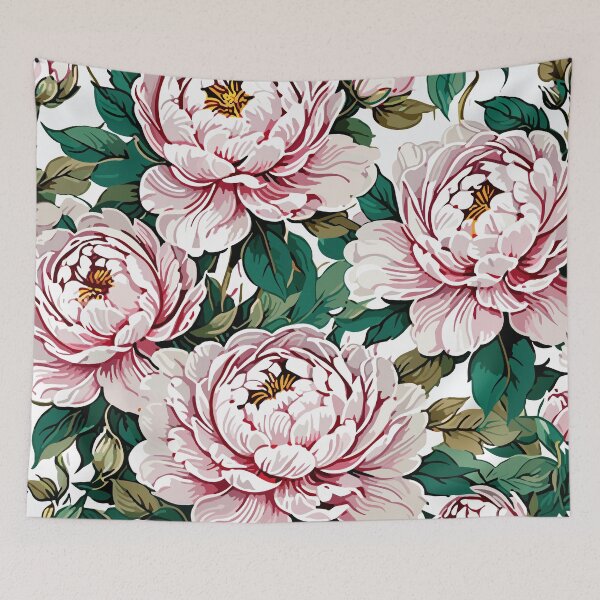 Item preview, Pink Peonies Flower Pattern on White  designed and sold by GraphicsClub.