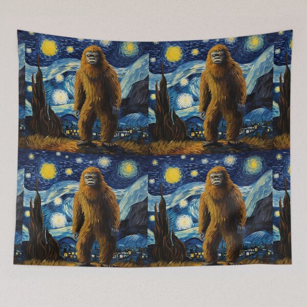 Artikelvorschau, Sasquatch Starry Night Bigfoot van Gogh Gemälde entworfen und verkauft von Vangoholic.
