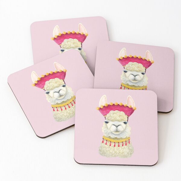Item preview, Cute llama alpaca portrait for watercolor prints, funny stickers with Peru Mexican animals, magnets, t shirts designed and sold by Elena Malgina.
