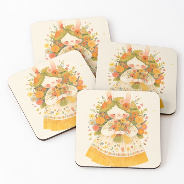 Item preview, Cute rabbit with flowers in her hands designed and sold by Misa2222.