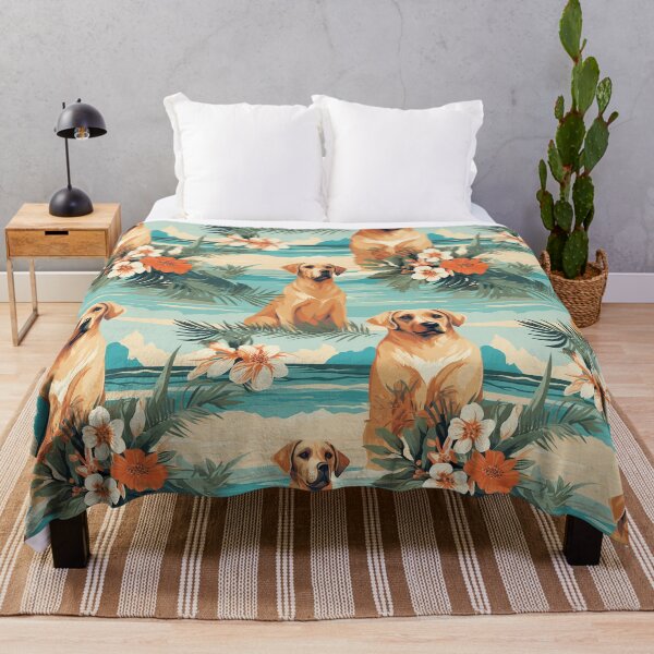 Item preview, Golden Retriever Labrador Tropical Hibiscus Pattern designed and sold by NikkofTime.