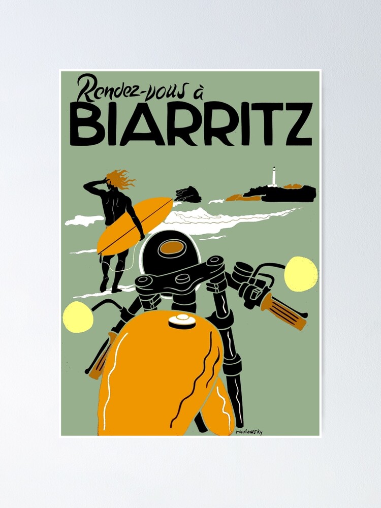 Alternate view of "BIARRITZ" Vintage Travel Advertising Print Poster