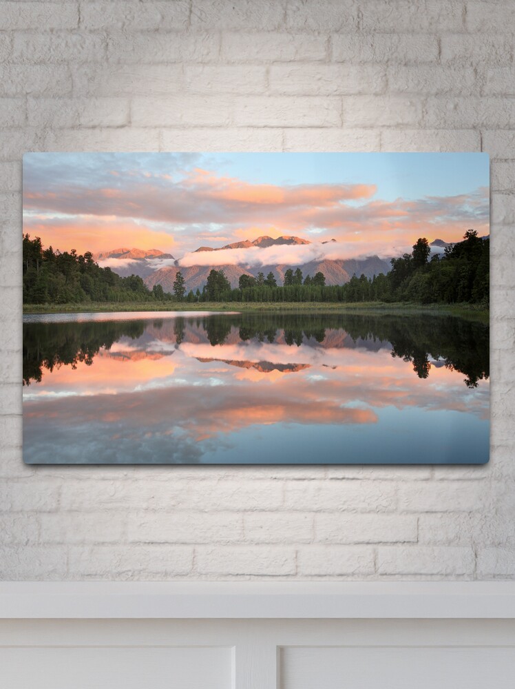 Thumbnail 2 of 4, Metal Print, Lake Matheson, South Island, New Zealand designed and sold by Michael Boniwell.