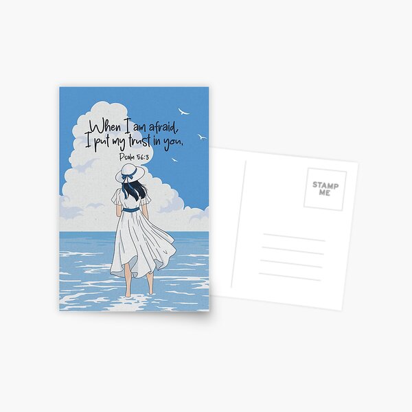 Item preview, "When I am afraid, I put my trust in you." Psalm 56:3 (Girl and Ocean) designed and sold by Paper Bee Gift Shop.